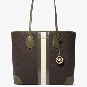 *NEW* Michael Kors Eva Large Signature Logo Stripe Tote